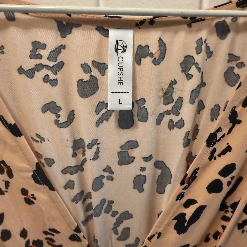 CupShe Fallon Leopard V-Neck Sleeveless Beach Dress | Size L | Like New - Picture 2 of 4